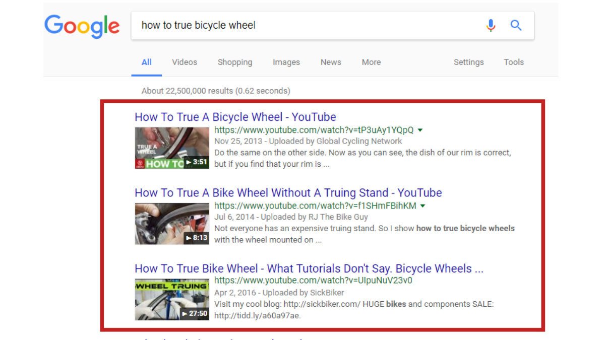 These video results appear at the top of the SERP above text-based web pages shows the importance of considering video advertising in your dental practice.